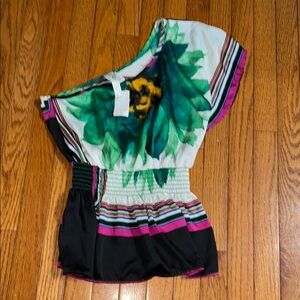 Floral Off-Shoulder Top with Stripes